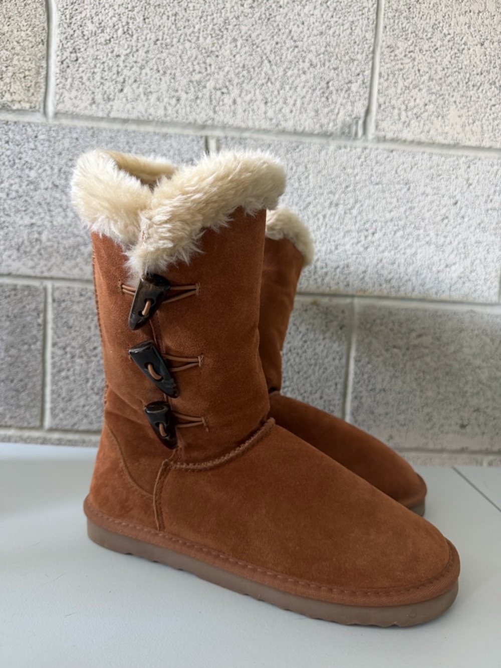Women’s Faux Fur Lined Suede Winter Boots - Chestnut
